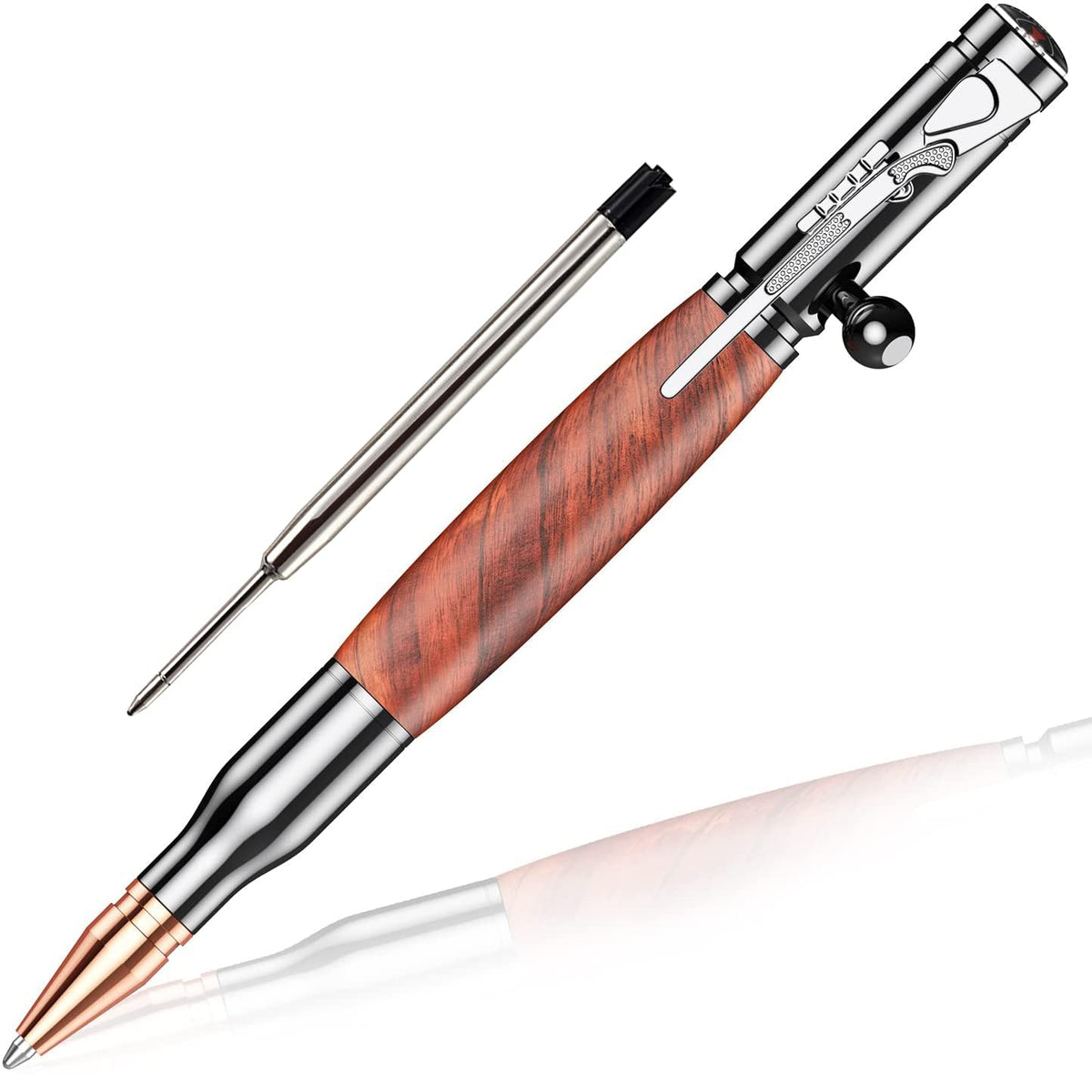 SHALORY Bolt Action Pen Ballpoint Pen with Compass &Rifle Clip & Extra Refills & Office Decor Gift