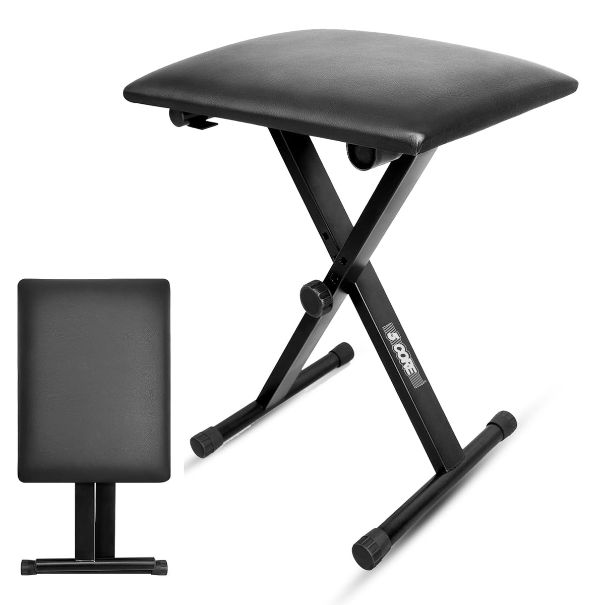 5 CORE Keyboard Bench X Style Padded Cushion Height Adjustable Piano Stool Seat Portable Keyboard