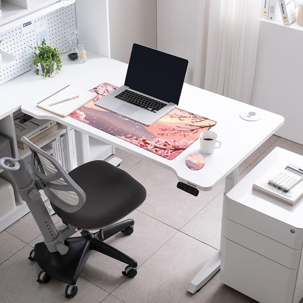 Gaming Mouse Pad Cherry Blossom Desk Mat Sakura Mousepad XL Desk Pad 24x12 Computer Mat Large Mouse