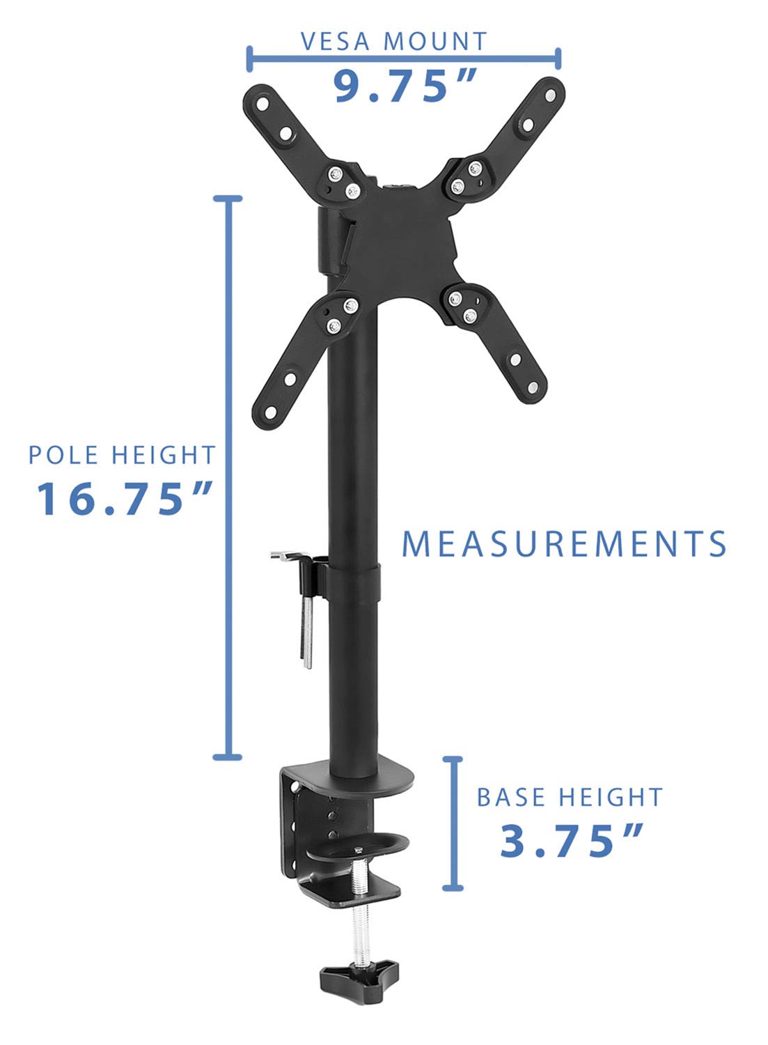 Mount-It! Ultra-Wide Single Monitor Arm Desk Mount, Height Adjustable Pole Stand for 13–42 Inch