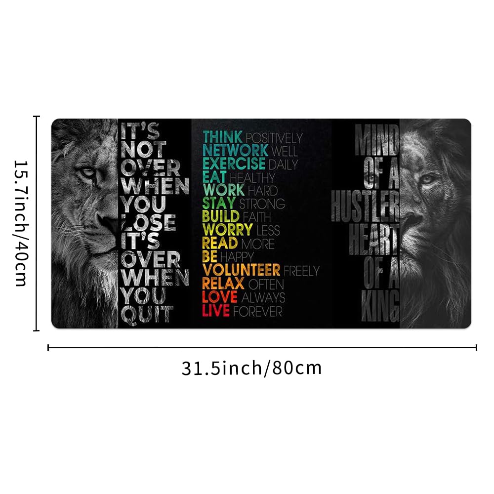 Reateforin Black Gray Lion Keyboard Mat Positive Saying Mousepad Office Long Mouse Pad It is not