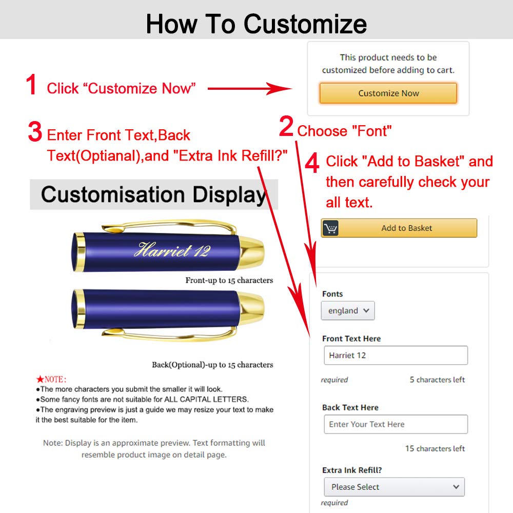 Aolun Personalized Pens,Custom Engraved Ballpoint Pen,Perfect for Birthday,Business,Party with