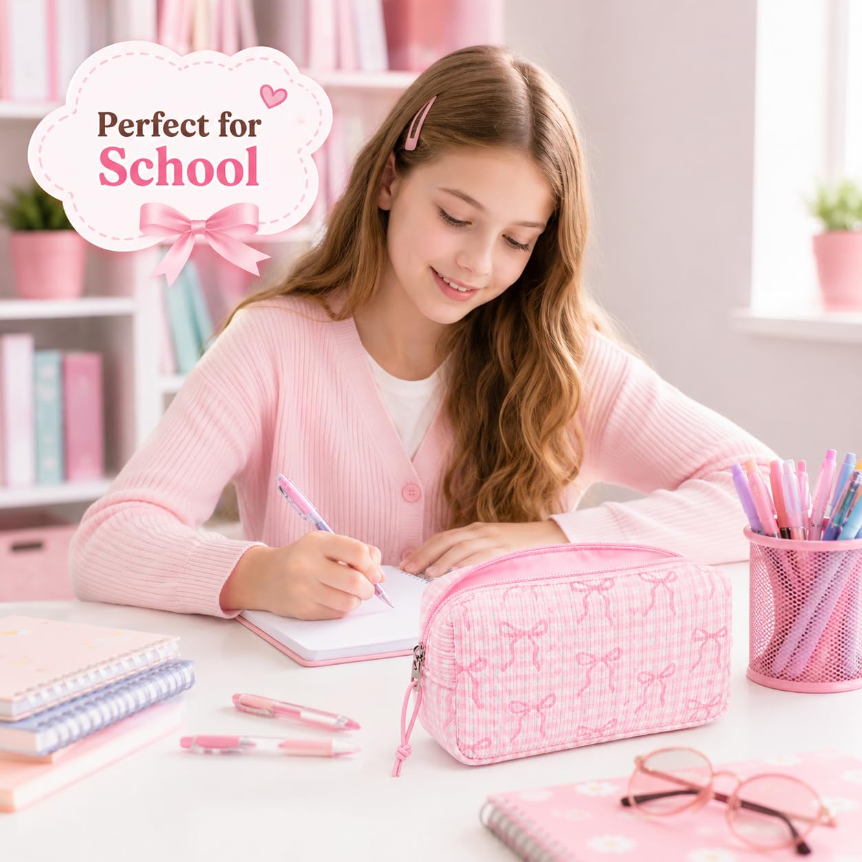 LEDAOU Cute Pencil Case for Kids Girls Boys Pencil Pouch kawaii Pen Pencil Box Bag Holder for