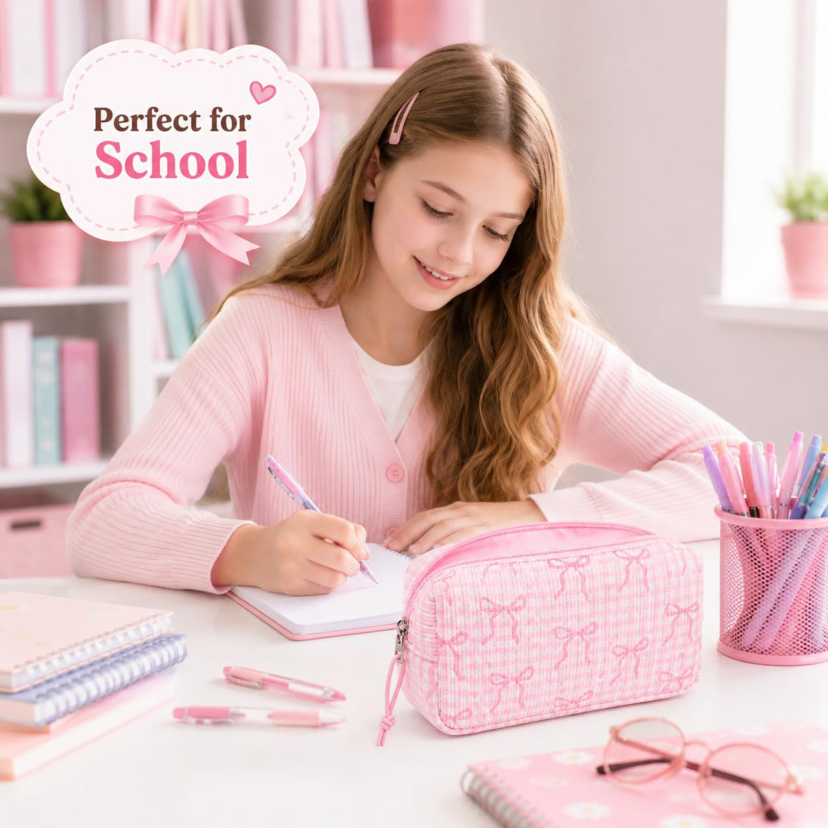 LEDAOU Cute Pencil Case for Kids Girls Boys Pencil Pouch kawaii Pen Pencil Box Bag Holder for