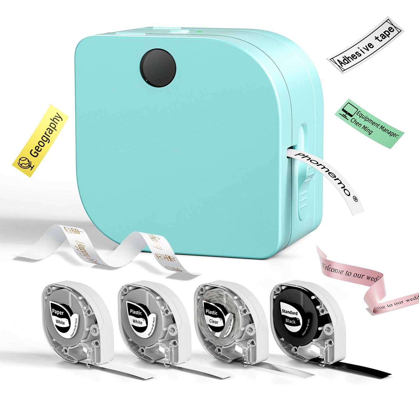 Phomemo P12 Label Maker Machine with 4 Tapes, Bluetooth Mini Ribbon Printer
