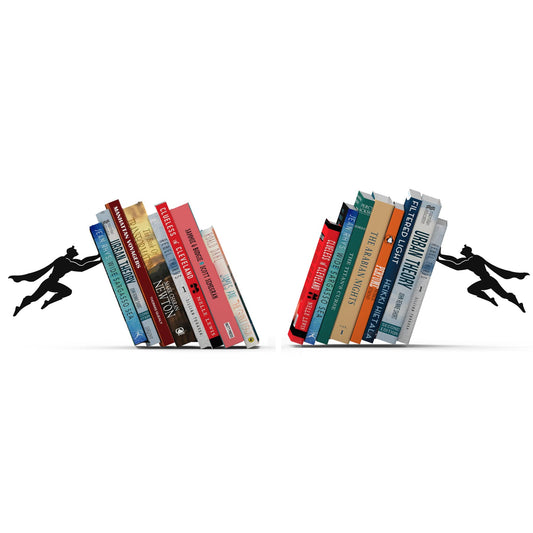 Artori Design Bookends - Decorative Book Ends for Shelves, 2X Super Hero