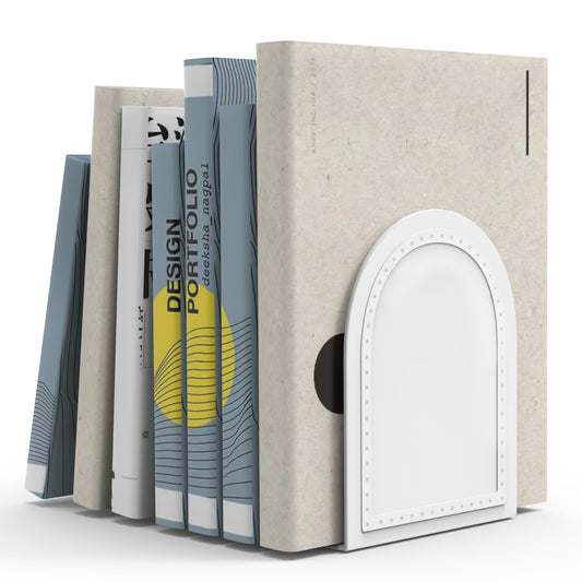 10 Pair Bookends Metal Book Ends Universal Economy Bookend (White, 10 Pair)