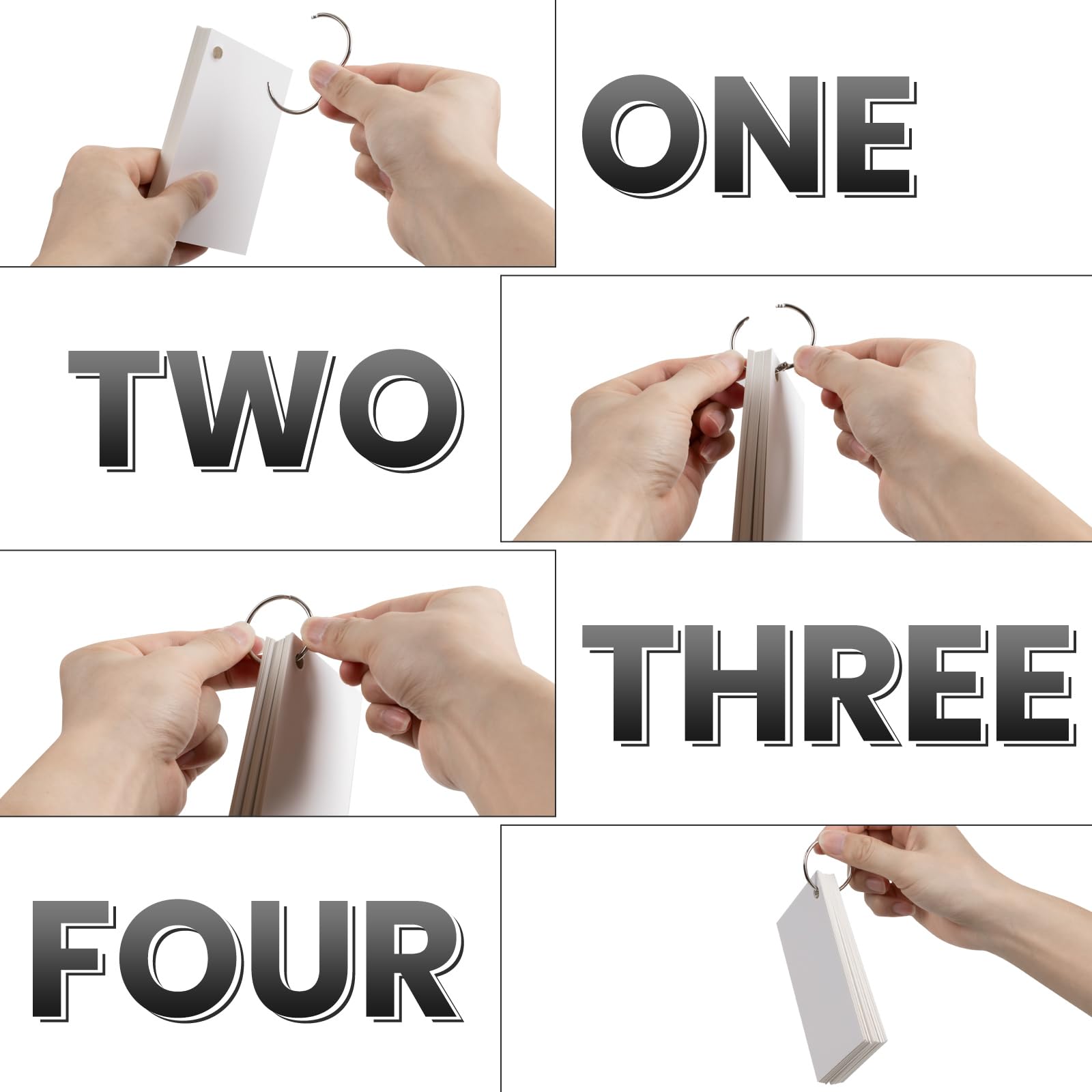 SIYOMG Index Cards, 600 PCS 3 x 5 Inch Punched Flash Cards with 12 Organizing Rings, White