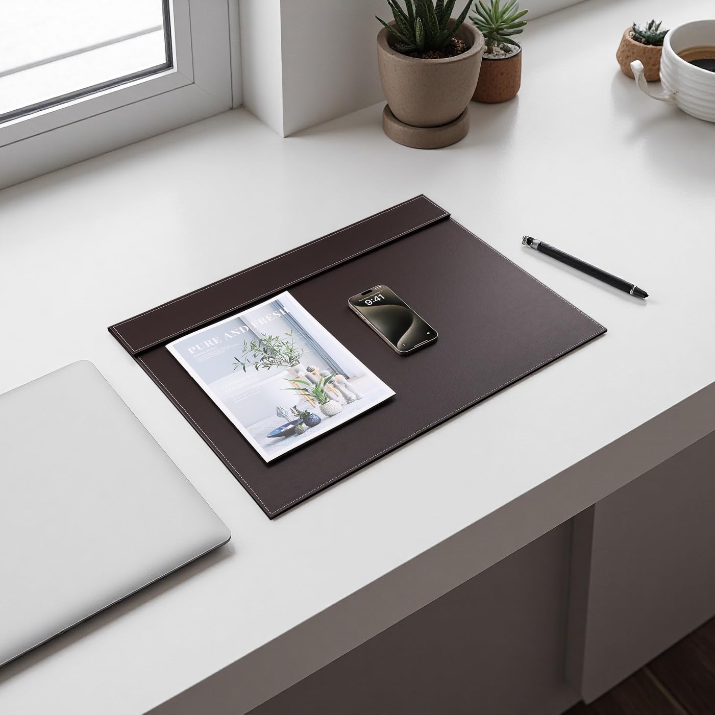 KINGFOM Ultra-Smooth PU Leather Desk Pad & Mat Office Desk Drawing & Writing Board A3/ A4 File