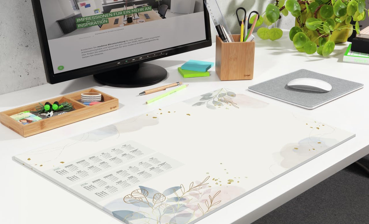 SIGEL HO304 Paper Desk Pad, 2 Year and Week to View Calendars - Macro Fantasy Design, A2 (59.4 x 41