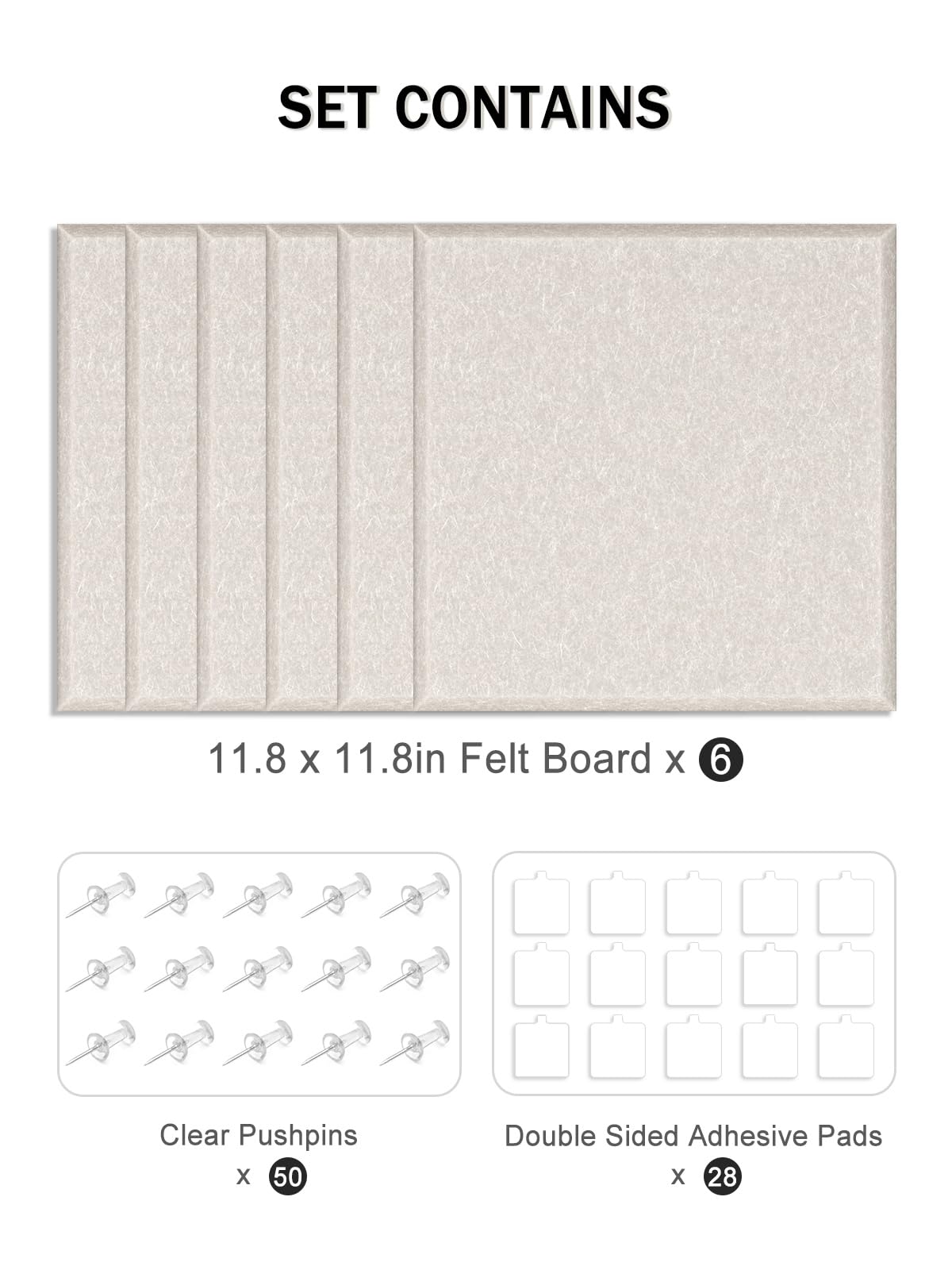 Hsurbtra Large Cork Board for Wall 36 x 24 Inch, 6 Pack Felt Bulletin Notice Board with Pushpins