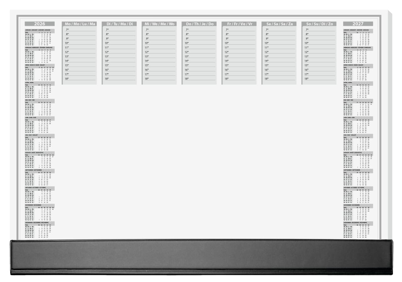 SIGEL Paper Desk Pad DIN A2 Calendar 2026-2027 Protective Strip