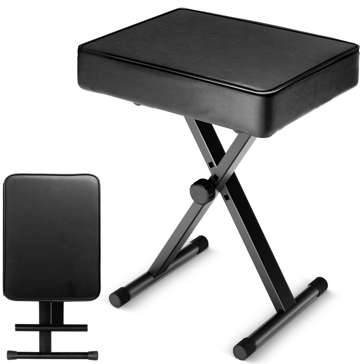 CAHAYA Keyboard Bench Thick Padded Piano Stool Adjustable Height Chair