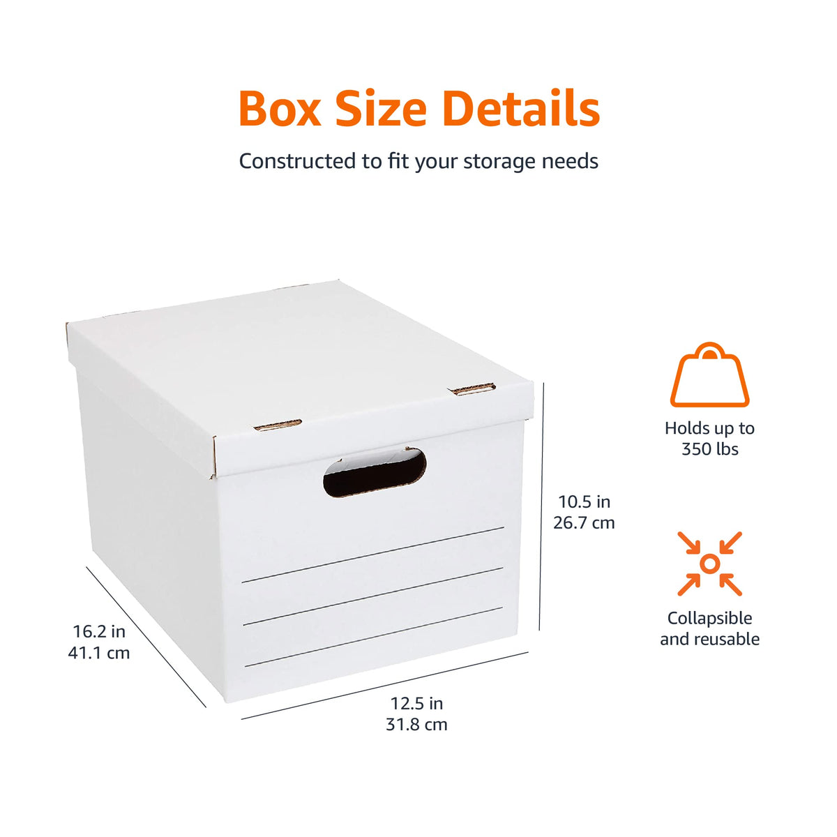 Amazon Basics Storage/Filing Boxes with Lift-Off Lid, Letter/Legal Size, Collapsible, Tape-Free