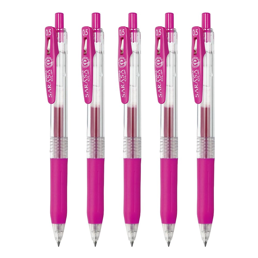 Zebra Gel Ballpoint Pen Sarasa Clip 0.5mm, Magenta, Set of 5 P-JJ15-MZ5-AZ