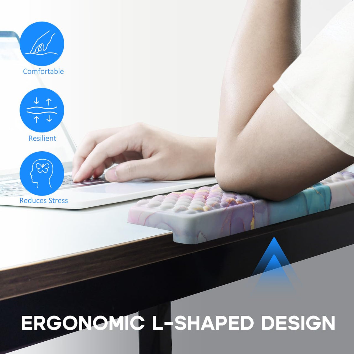 JIKIOU L-Shaped Desk Elbow Pad for Desk,Memory Foam Elbow Support Pad 2Pack