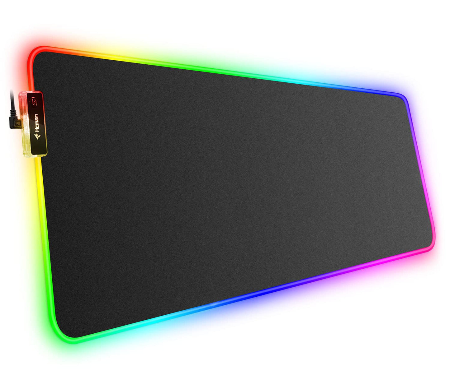 Hcman RGB Gaming Mouse Pad, Large Mousepad with Led Light, PC Gaming Accessories Black Keyboard Pad