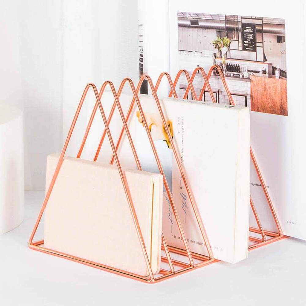 HongDream Magazine Rack Book Record Holder, Desktop Iron Storage Rack Bookshelf Multifunction