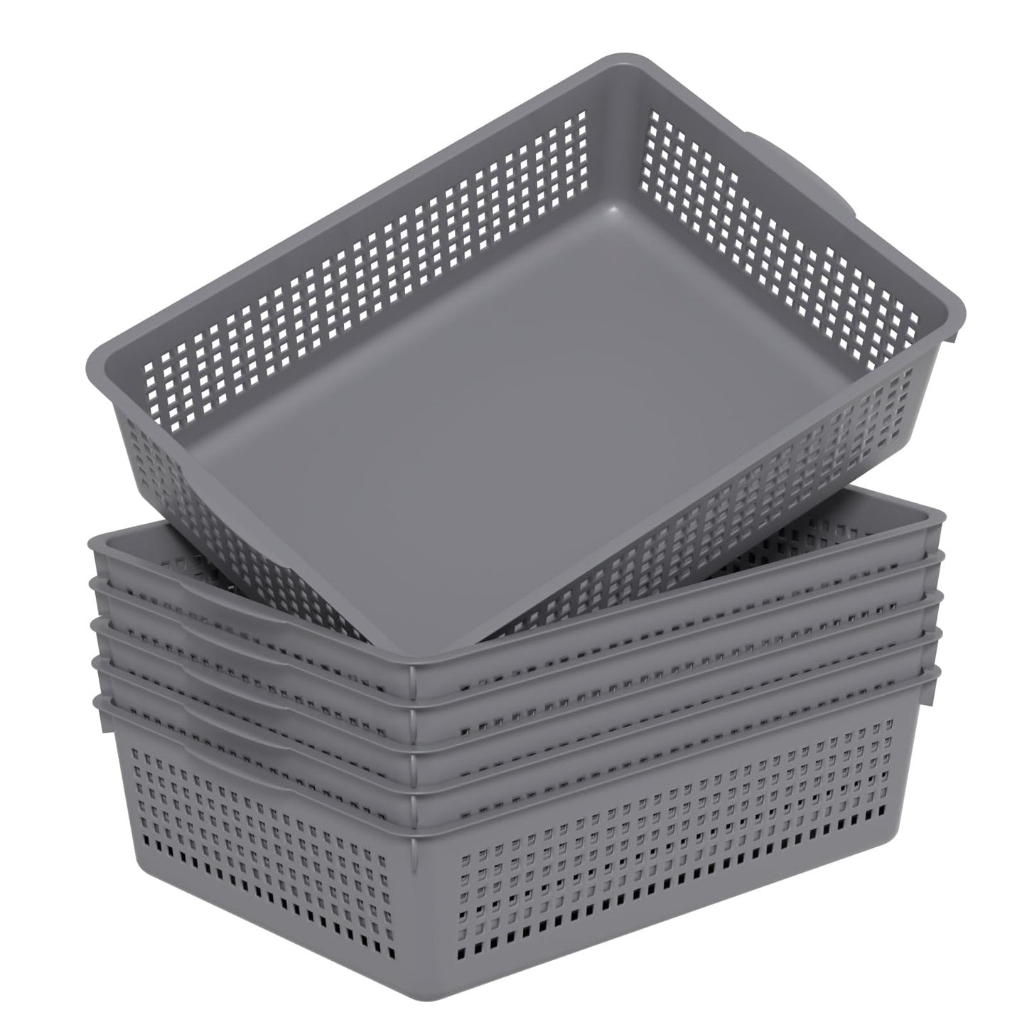 Nicesh 6-Pack A4 Paper Storage Trays, Desktop File Organizer Baskets, Grey