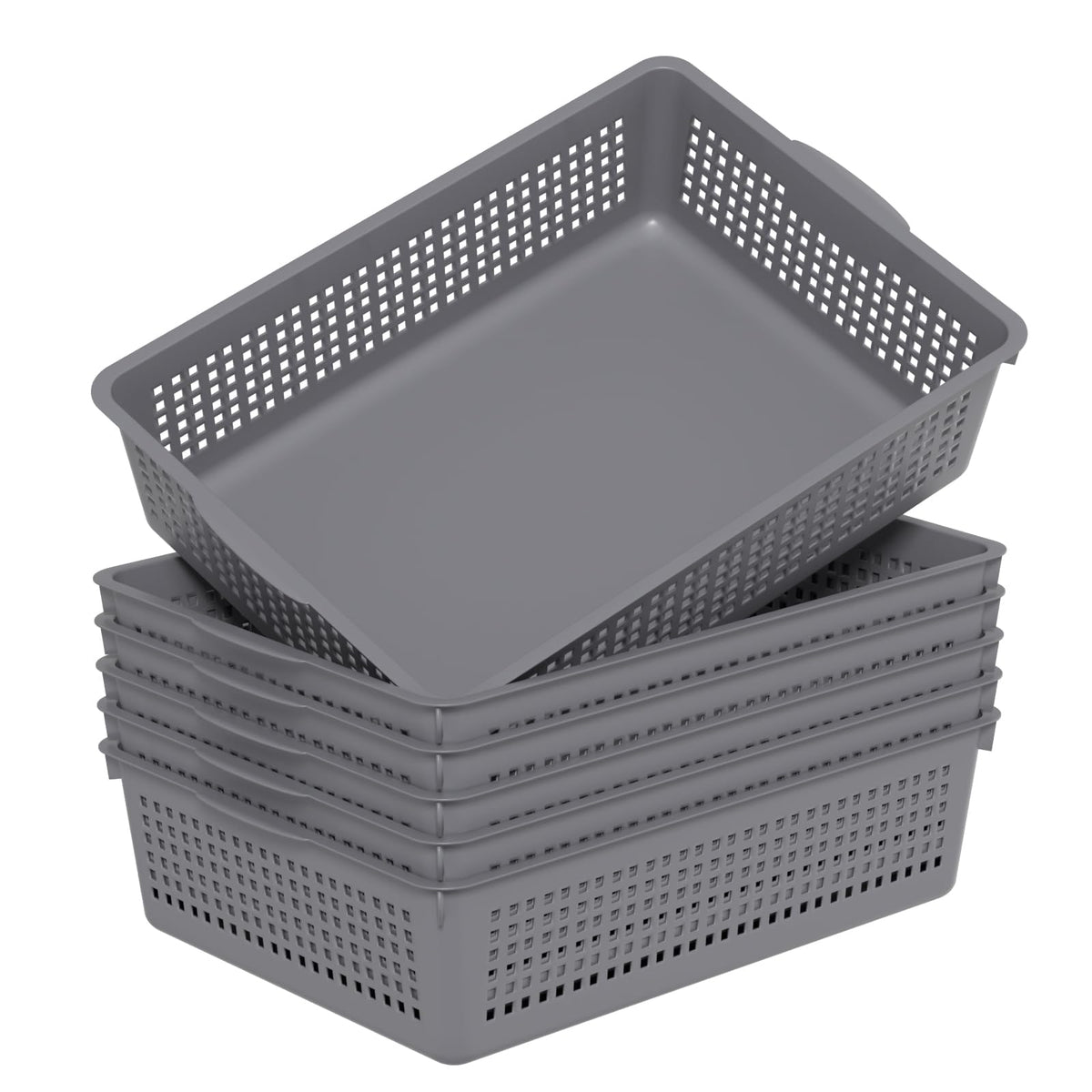 Nicesh 6-Pack A4 Paper Storage Trays, Desktop File Organizer Baskets, Grey
