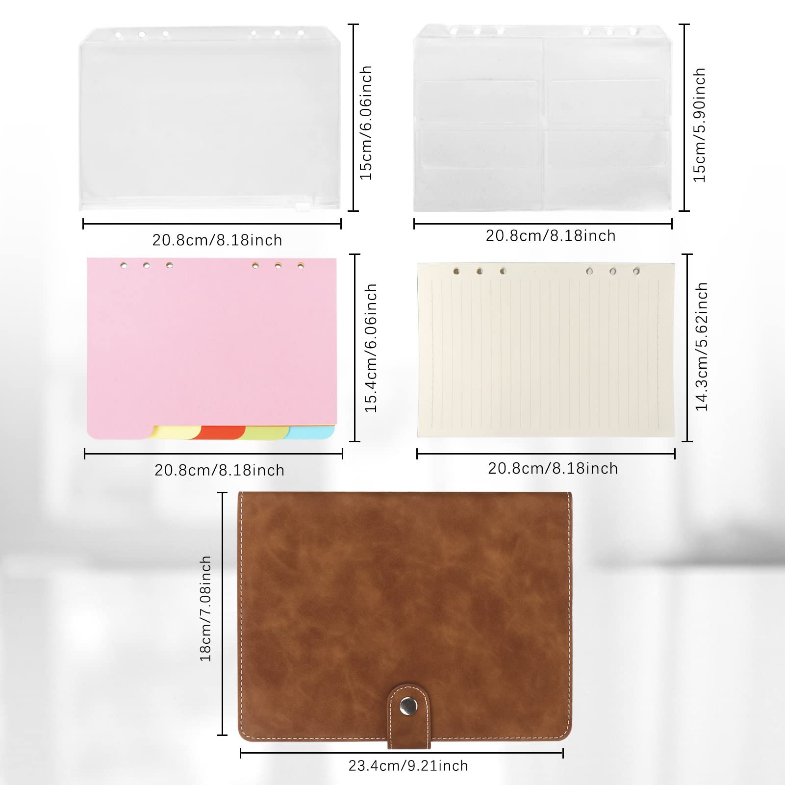 FYY A5 Binder Refillable Planner Notebook 6 Ring, Brown