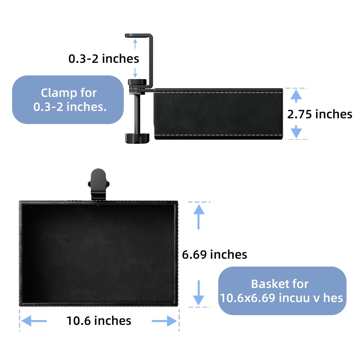 Under Desk Drawer, Clamp on Desk Organizer Hanging Desk Storage PU Leather
