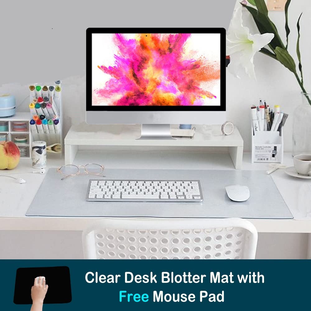 Desk Mat Clear Plastic Office Home Table Pad Blotter Mats Writing Desk Topper Protector with Mouse