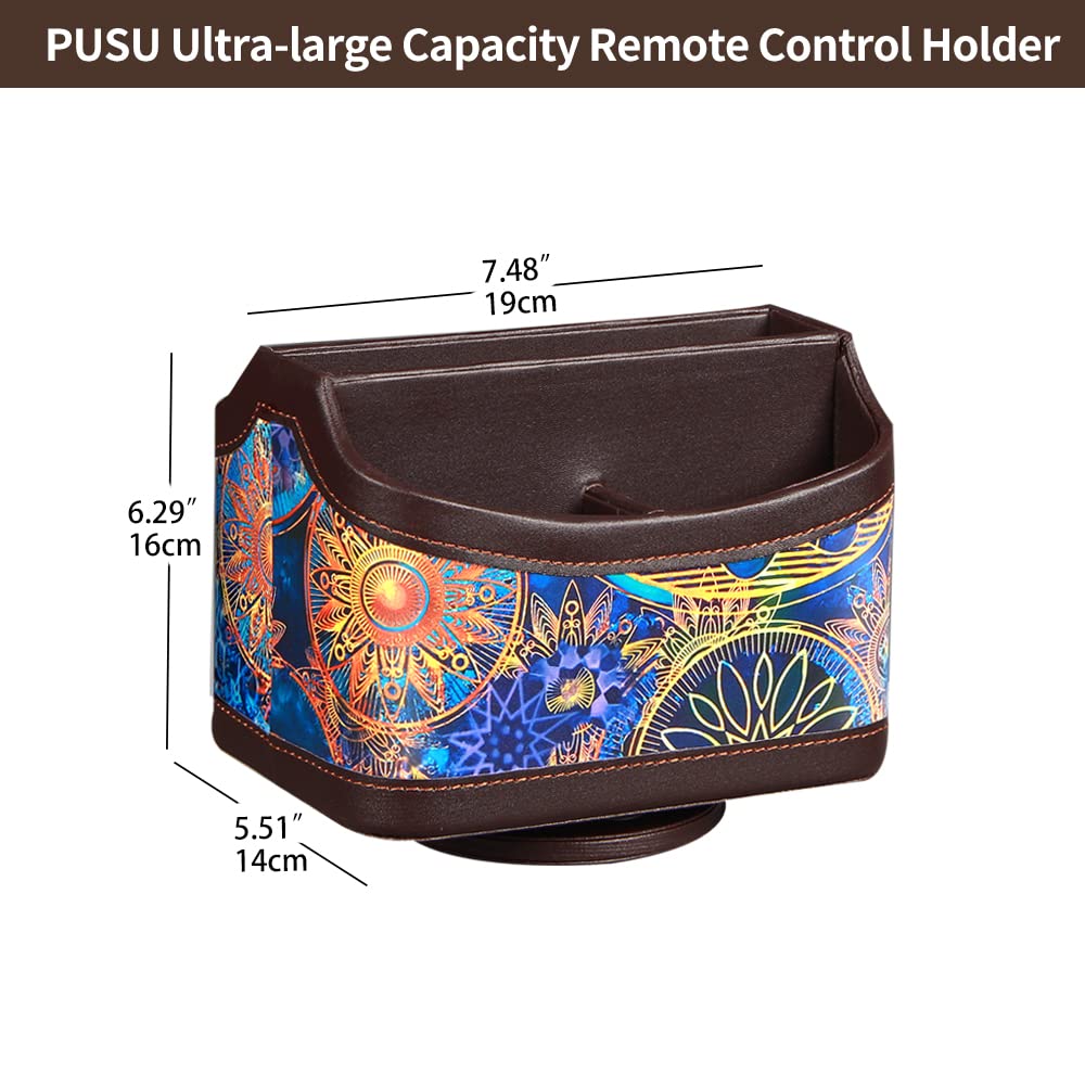 PU Leather 360° Rotatable Remote Control Holder,Nightstand TV Remote Caddy