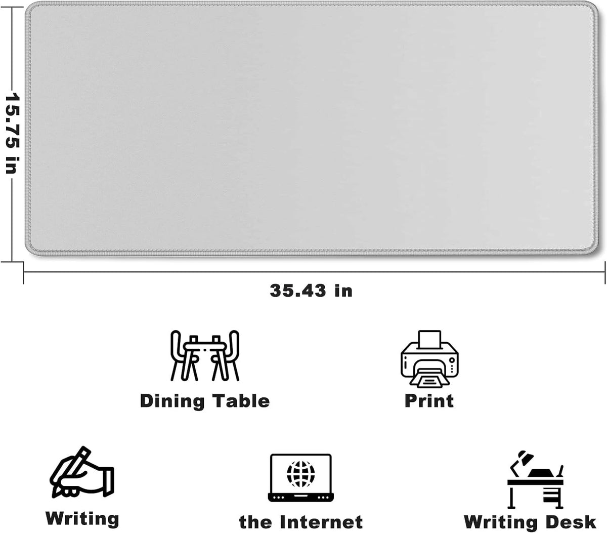 Large Mouse Pad Desk Mat Large Office Desk Pad Gaming Mouse Pad, Gray