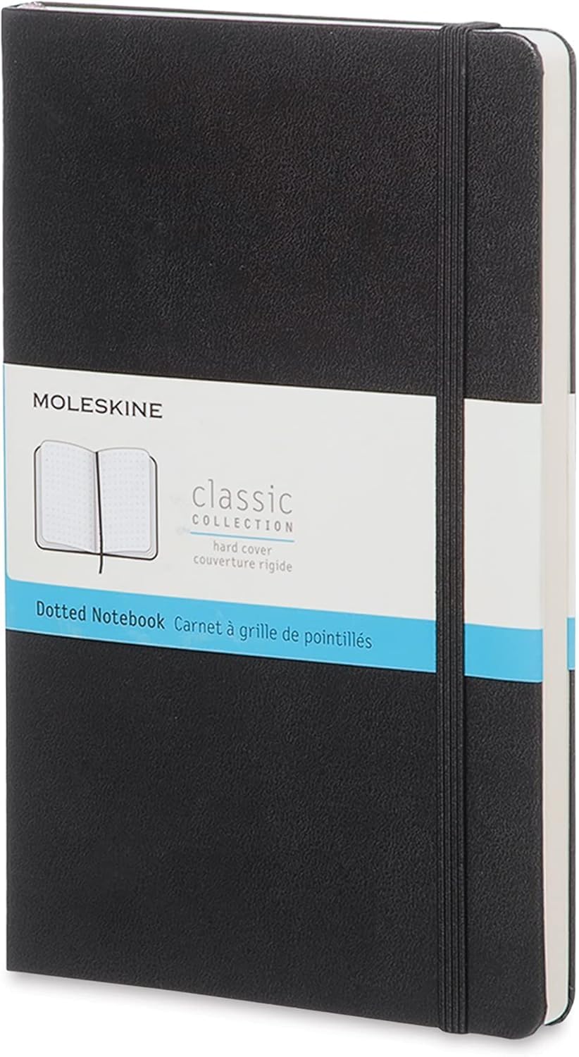 Moleskine Classic Collection Hard Cover Notebook, 1-Subject, Dotted Rule, Black Cover, 5.5 x 3.5