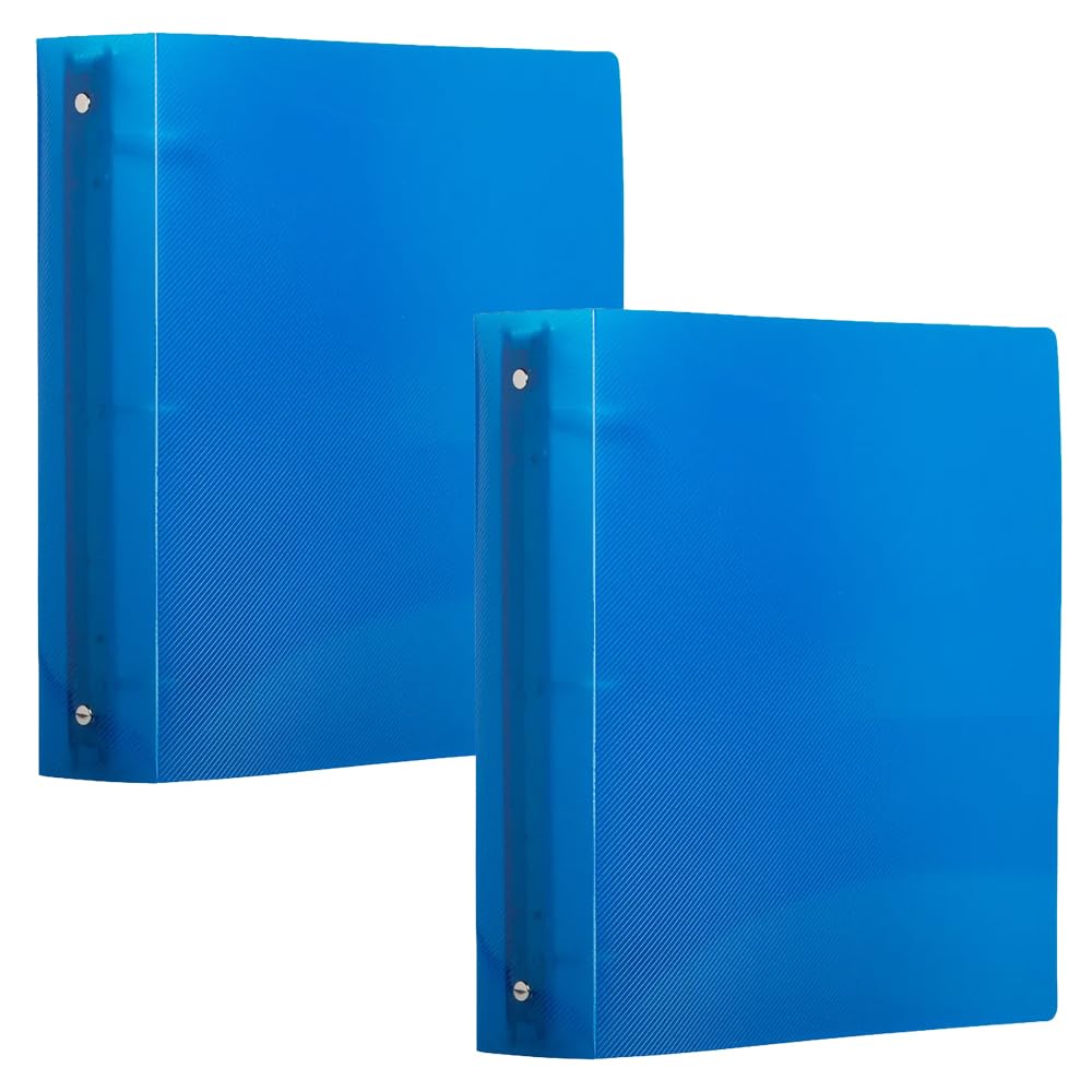 JAM PAPER Plastic 2 inch Binders - Blue 3 Ring Binders - 2/Pack