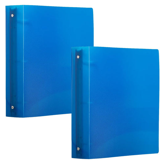 JAM PAPER Plastic 2 inch Binders - Blue 3 Ring Binders - 2/Pack