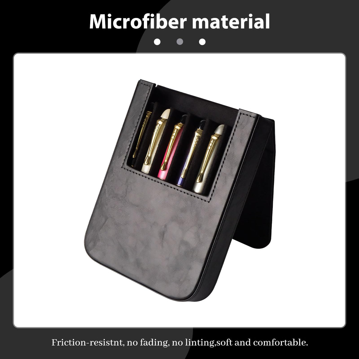 MIVLXLX 6 Slot Fountain Pen Case, Handmade Magnetic,Christmas Gift (black)