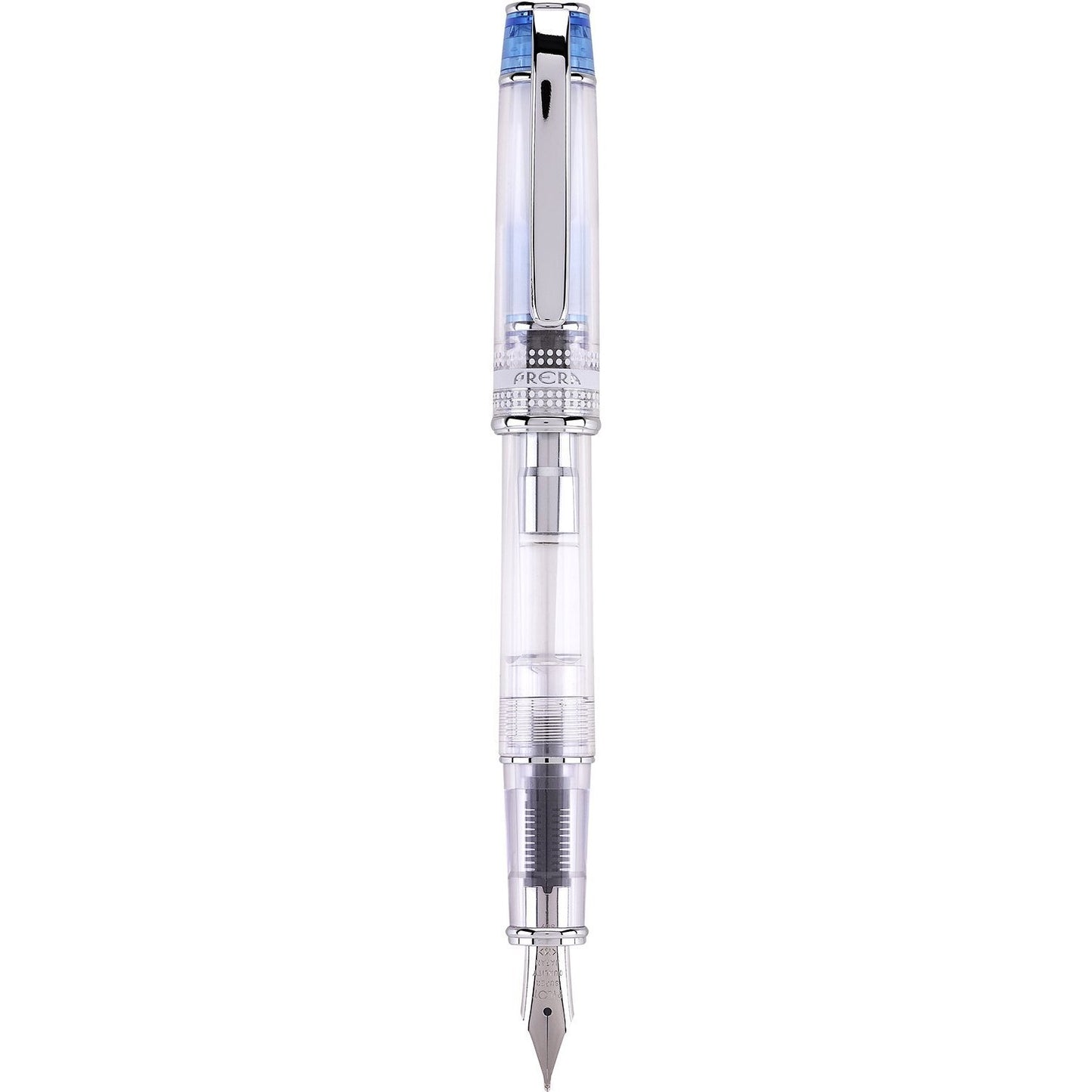 PILOT Prera Fountain Pen, Clear Barrel with Light Blue/Silver Accents, Medium Nib (60822)