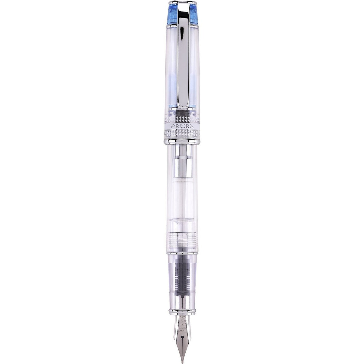PILOT Prera Fountain Pen, Clear Barrel with Light Blue/Silver Accents, Medium Nib (60822)