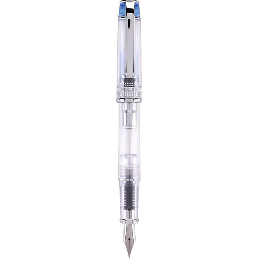 PILOT Prera Fountain Pen, Clear Barrel with Light Blue/Silver Accents, Medium Nib (60822)