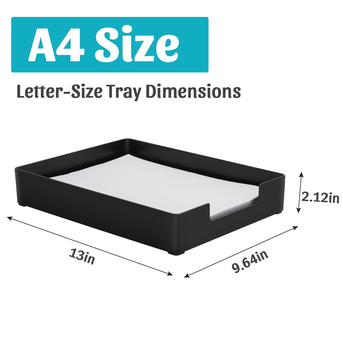 AZFUNN Paper Tray Organizer for Desk, Office Letter-Size Trays, Black 2 PCS