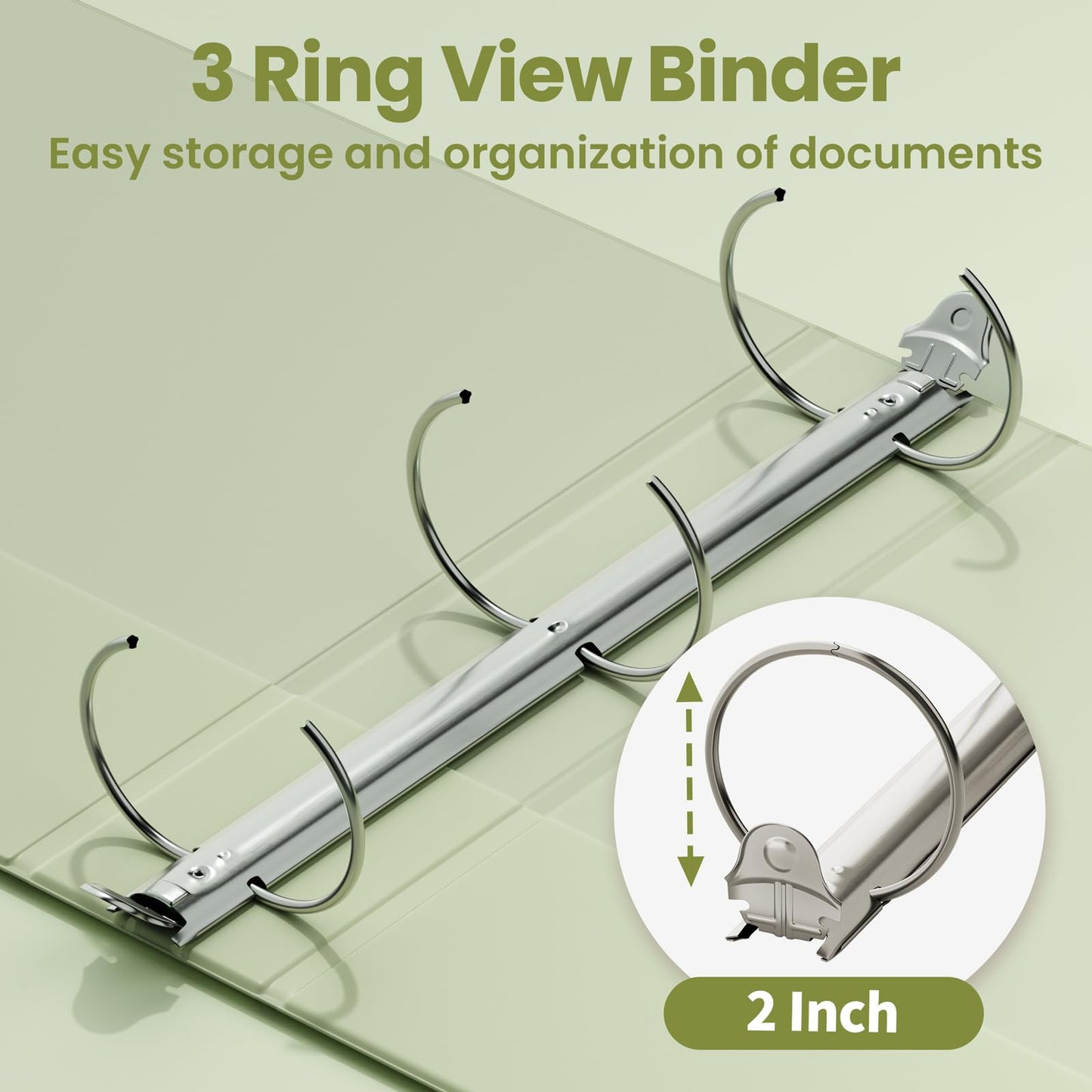 SUNEE 3 Ring Binder 2 Inch 2 Pack, Clear View Three Ring PVC-Free (Fit 8.5x11 Inches) for School or