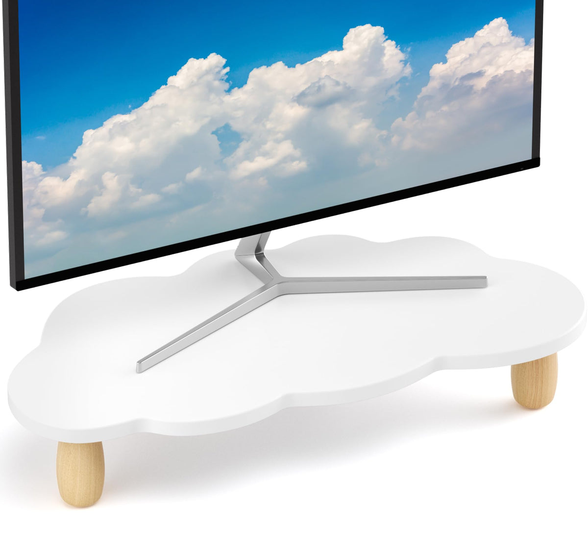 AFOOYO Monitor Stand Riser,Cloud Shape Wood Computer Monitor Stand, 16.5IN Monitor Stand Riser