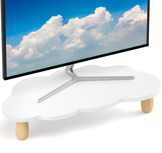 AFOOYO Monitor Stand Riser,Cloud Shape Wood Computer Monitor Stand, 16.5IN Monitor Stand Riser