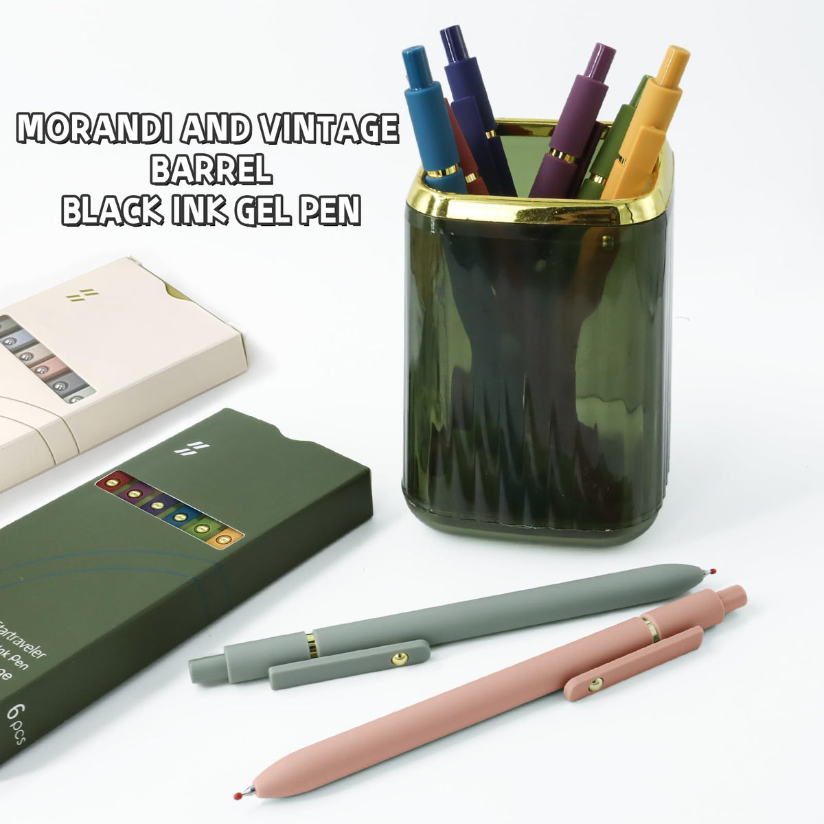UIXJODO 12 Pcs Gel Pens 0.5mm Quick Dry Black Ink Pens Fine Point Smooth Writing Pens, Cute Office