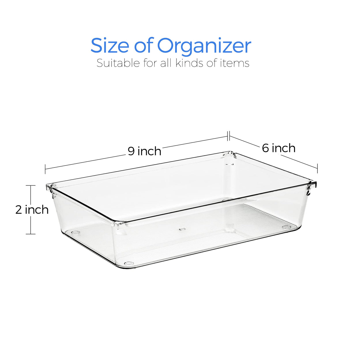Ravinte 6 Pack Drawer Organizer, 6" x 9" Plastic Storage Bins