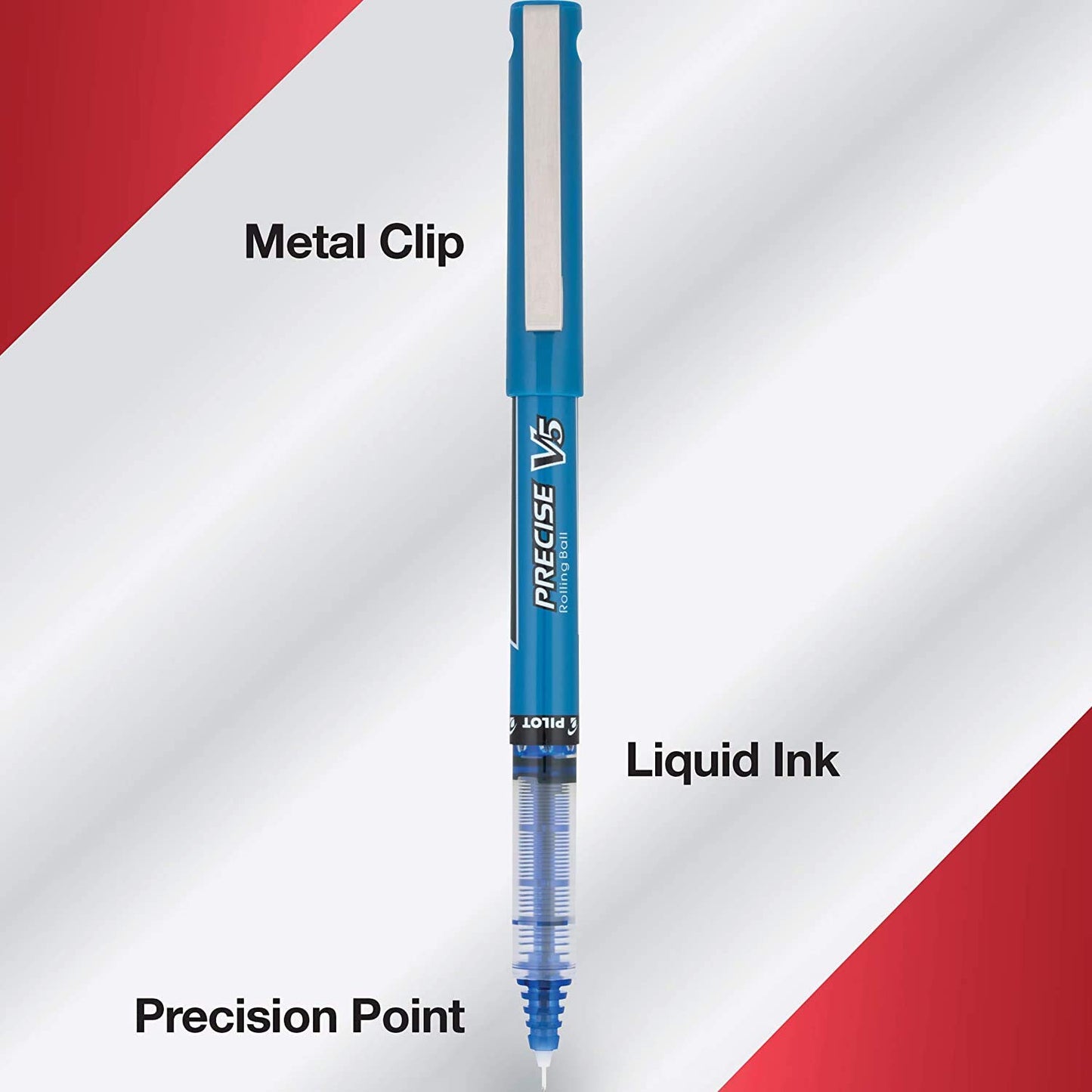 PILOT Precise V5, Extra Fine Point 0.5 mm Blue Pens, Blue, Pack of 14