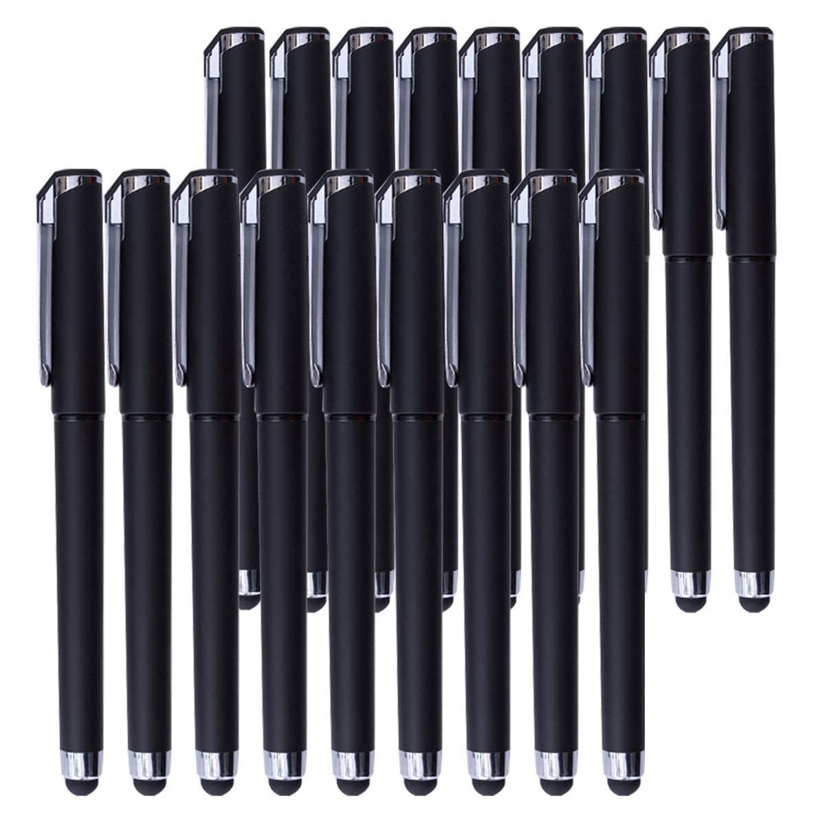 Black Gel Ink Rollerball Pens 0.7mm 2-in-1 Stylus Pens, 18 Pack-Black