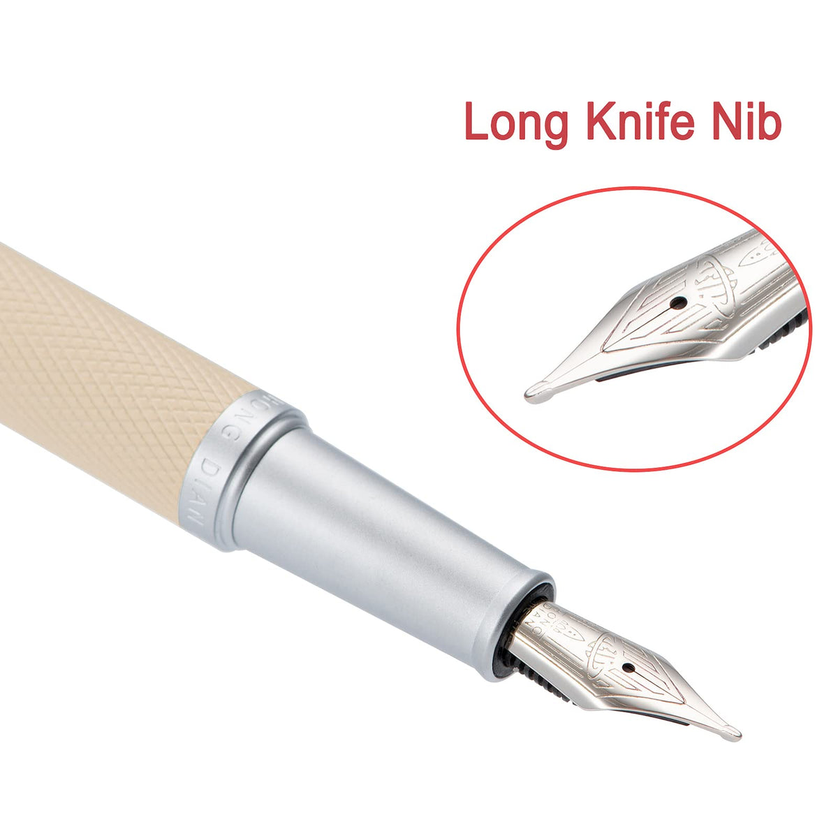 Hongdian White Forest Fountain Pen Blade Nib Classic Design Calligraphy Pen with Converter and