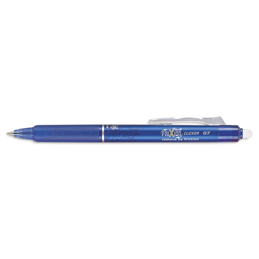 PILOT FriXion Clicker Erasable Gel Ink Pens, Fine Point 0.7mm, Blue, 12Pk