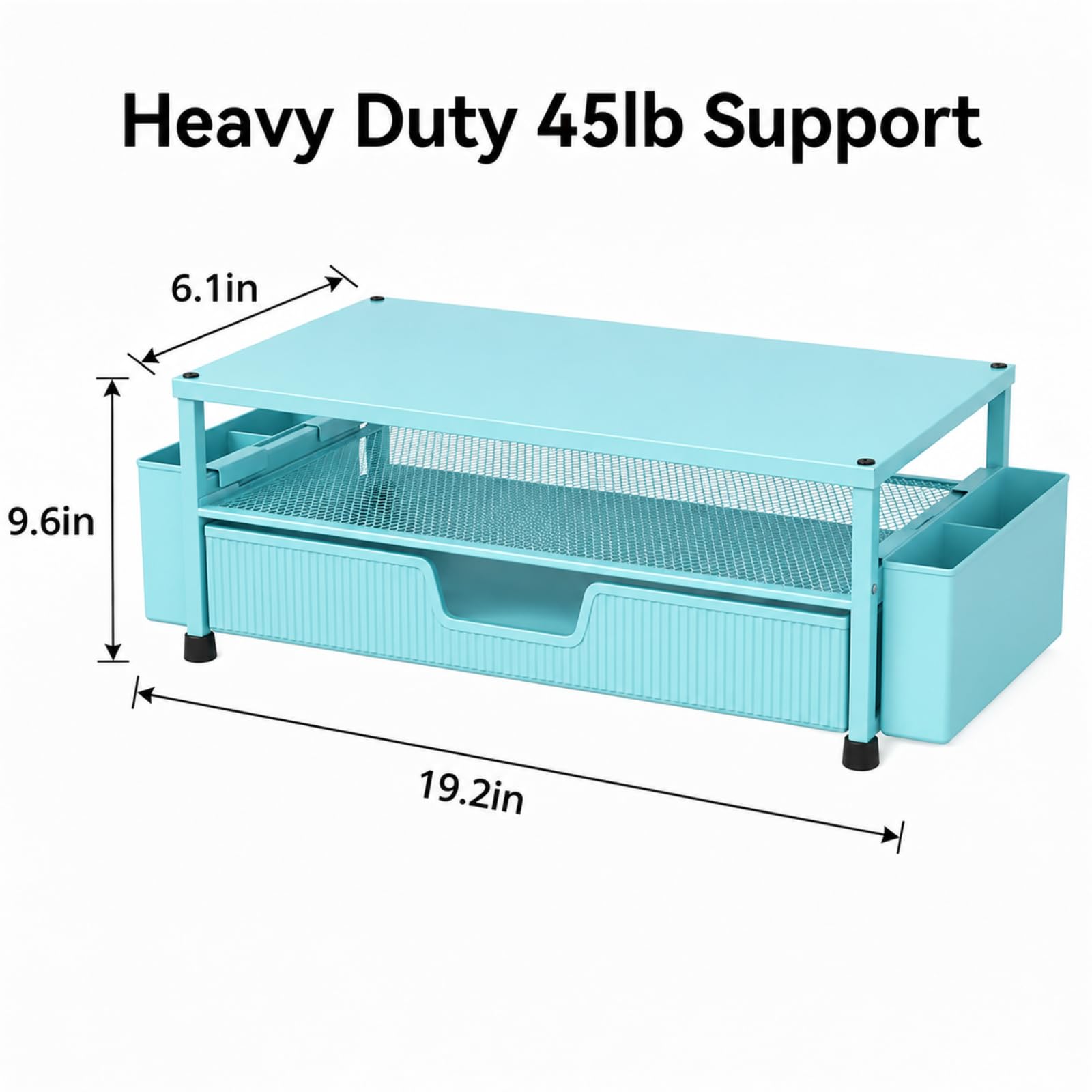 ECOLOVI Desk Organizer and Accessories, 2-Tier Computer Monitor Stand Rise with Storage Drawer & 2