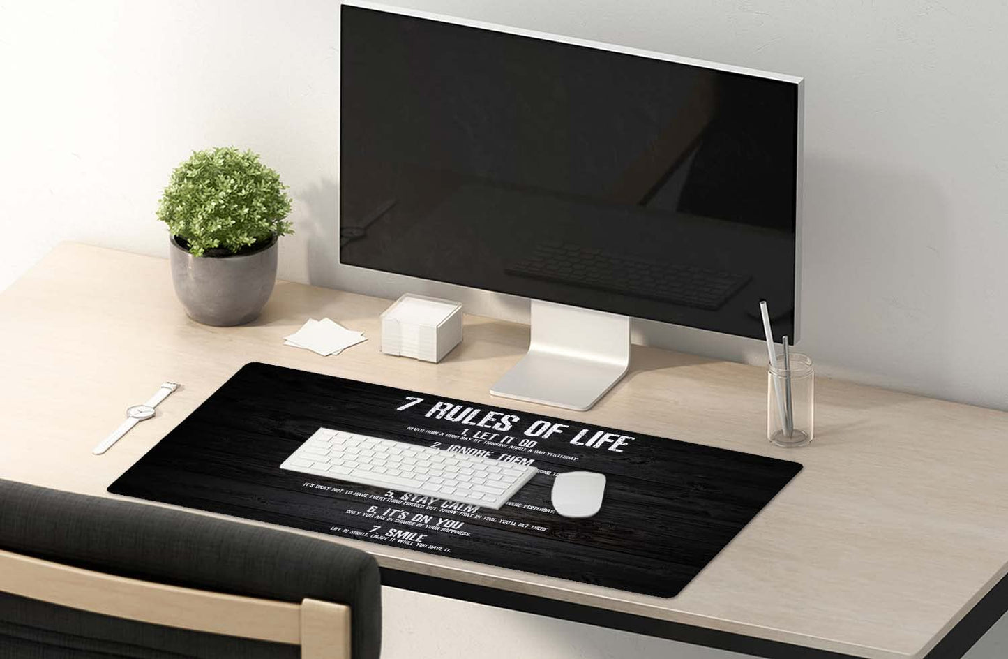 SSOIU 7 Rules of Life Motivational Quotes Mouse Pad 35.5 X 15.7 Inch XXL Full Desk Mousepad