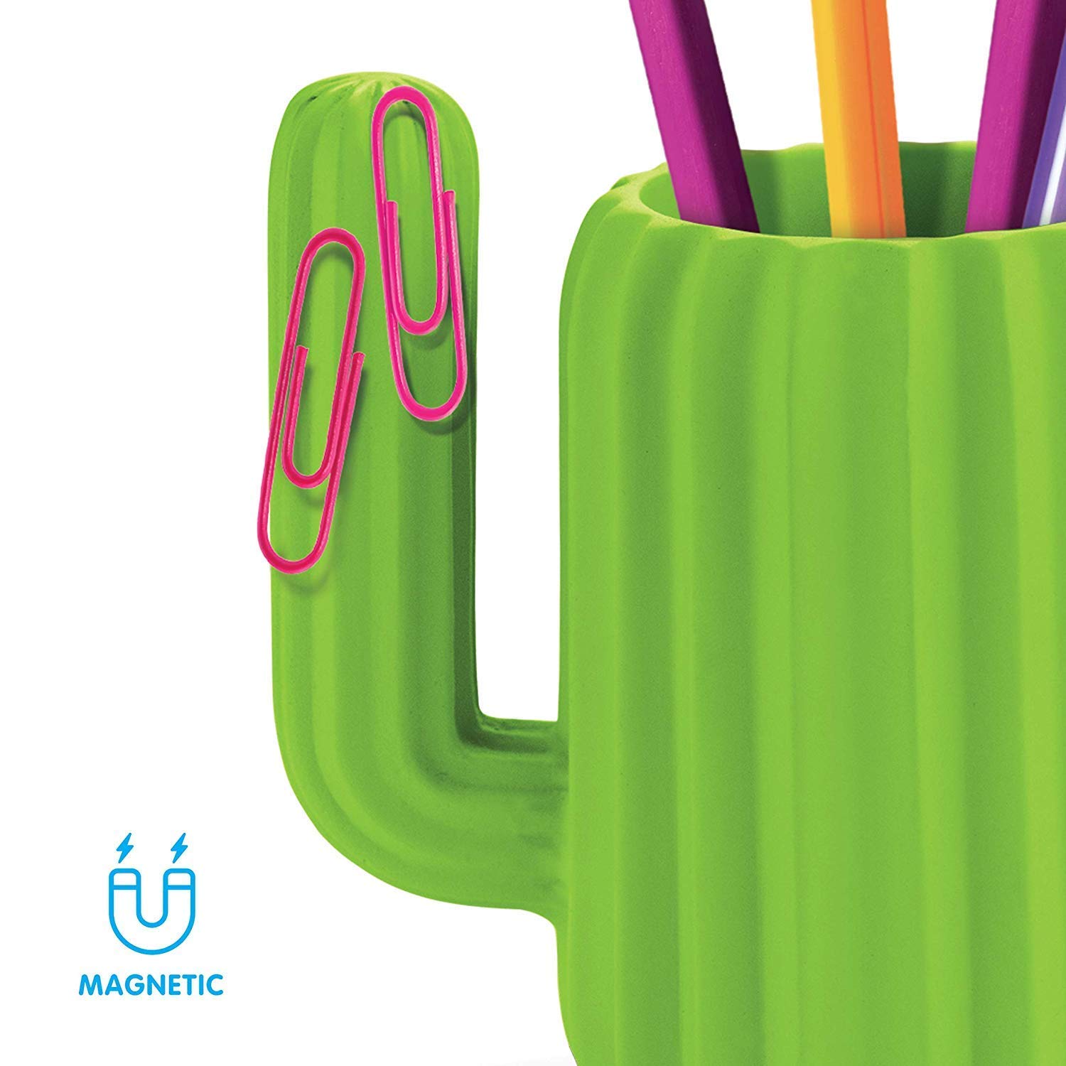 Mustard Pen Holder Desktop Organiser - Green Cactus