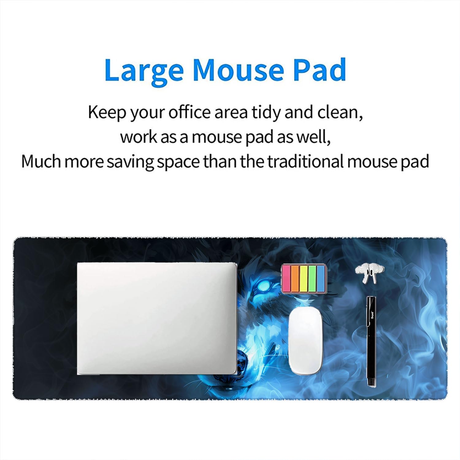 Wolf Gaming Mouse Pad Misty Wolf Blue Eye Cool Animal XL Mouse Pad Large Mousepad Extended Laptop